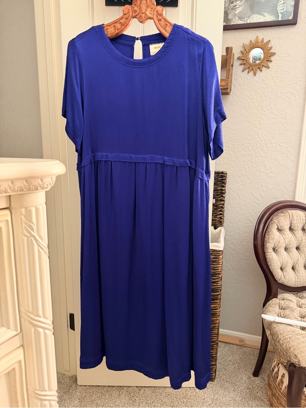 Anthropologie Royal Blue Short Sleeve Midi Dress